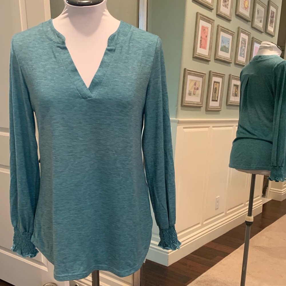 Chic Teal V-Neck Women's Tunic